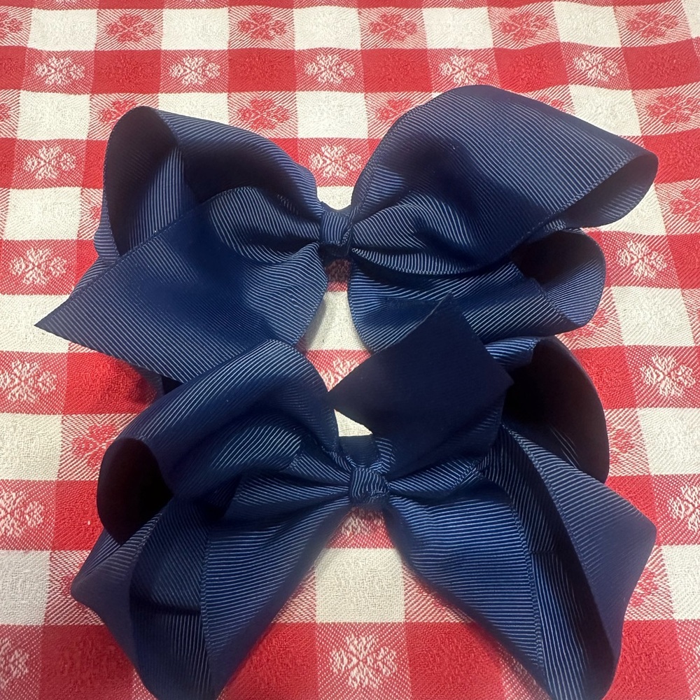 Charming Navy Hair Bows for Kids